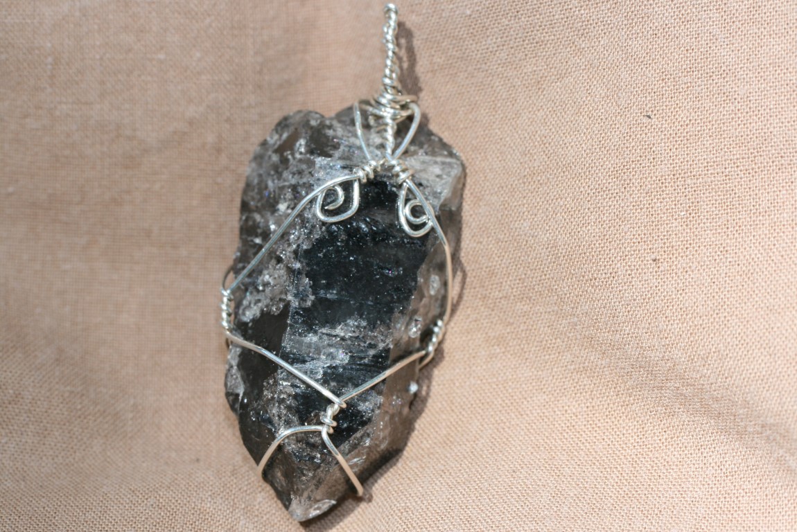 Tibetan Black Quartz Pendant clearing and energizing the aura, spiritual protection and purification 5322